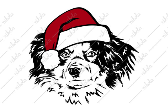 Australian Shepherd Santa Hat SVG Dog